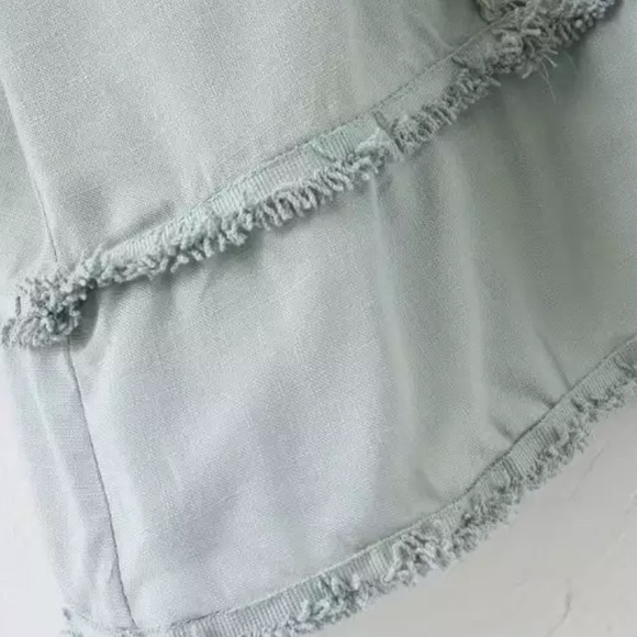 Crochet Fringe Bell Sleeve Boho Gypsy Dress Mint - Picture 8 of 12